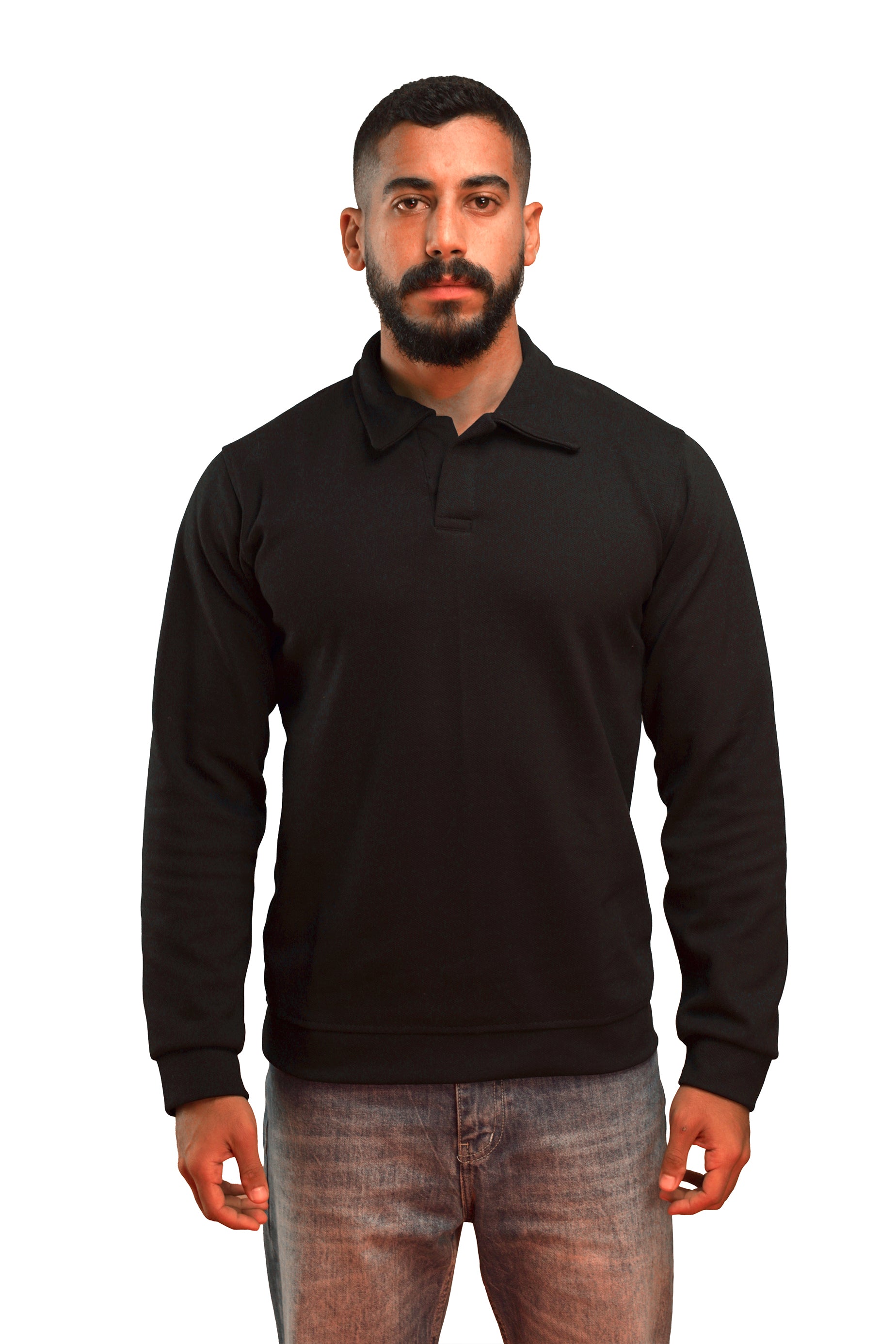 Black Long Sleeve Polo