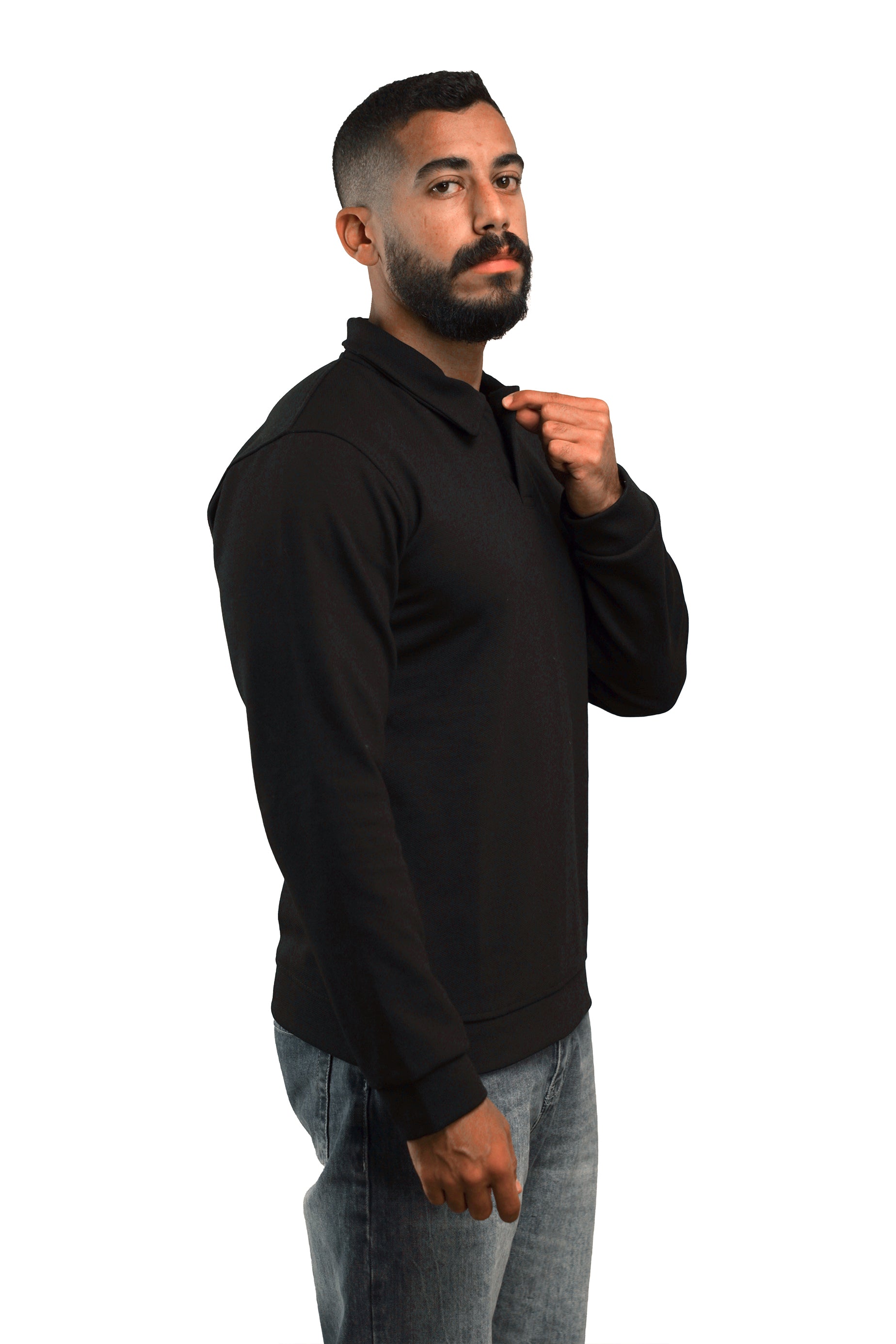 Black Long Sleeve Polo