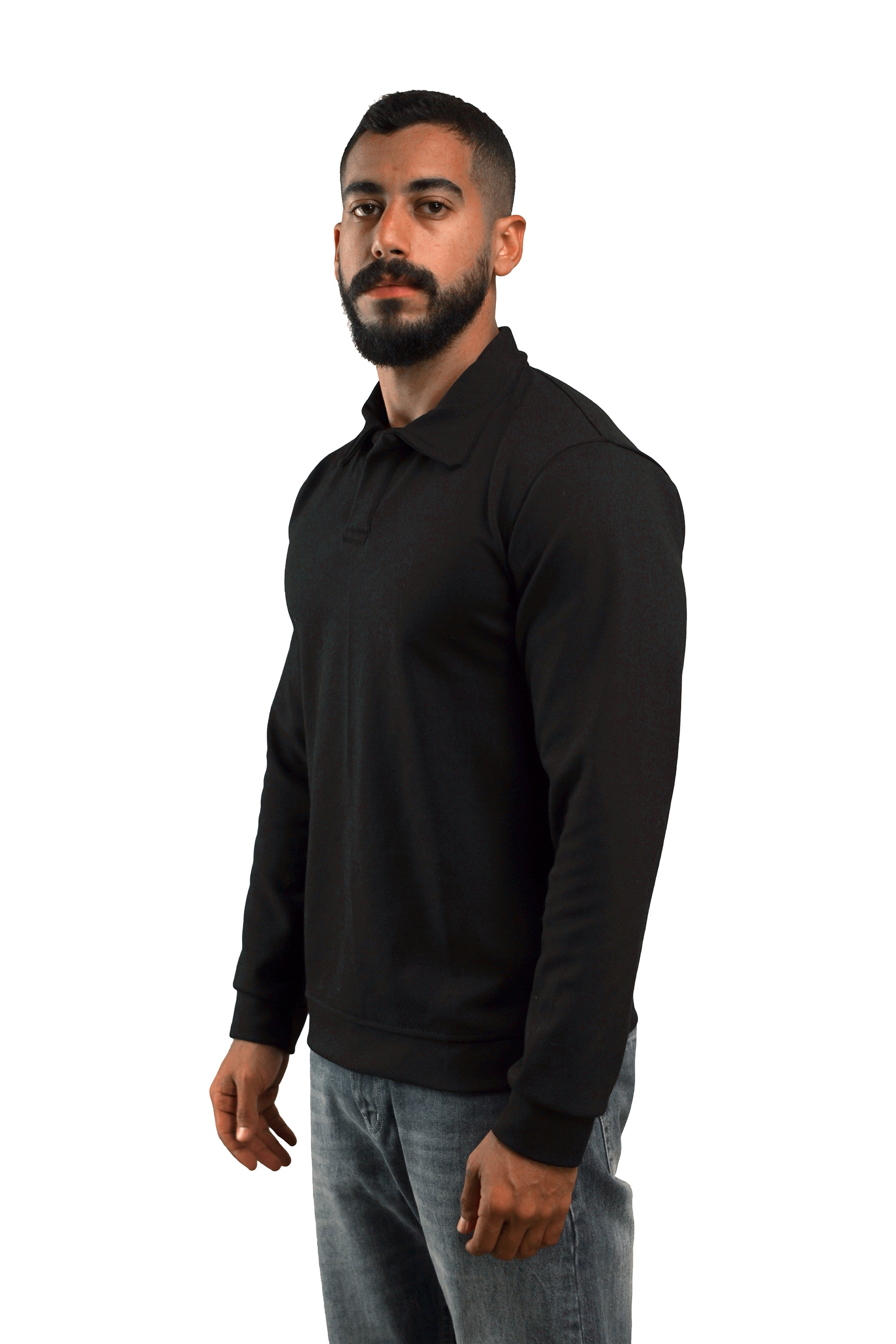 Black Long Sleeve Polo