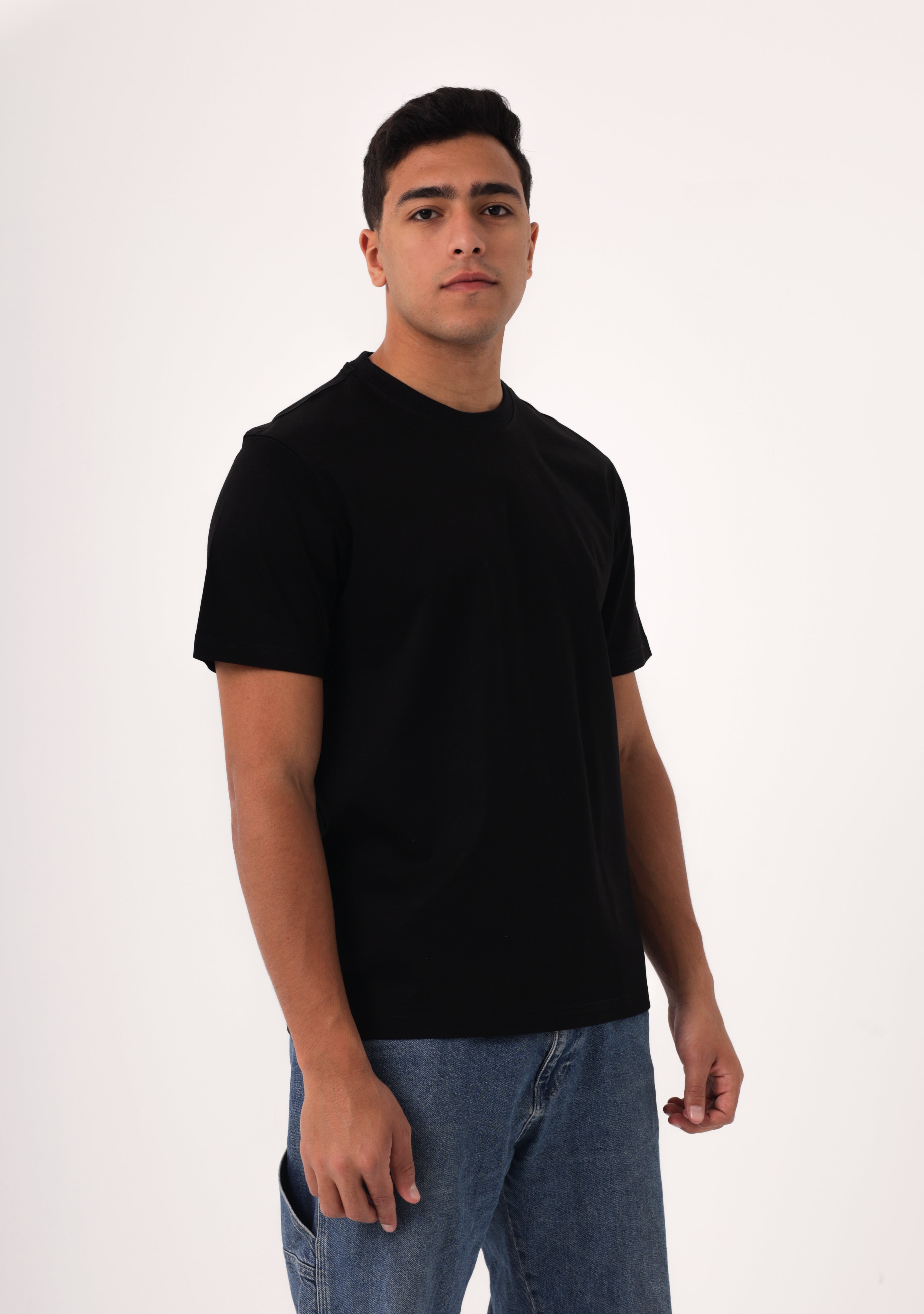 100% Egyptian cotton Black Crew Neck T-Shirt