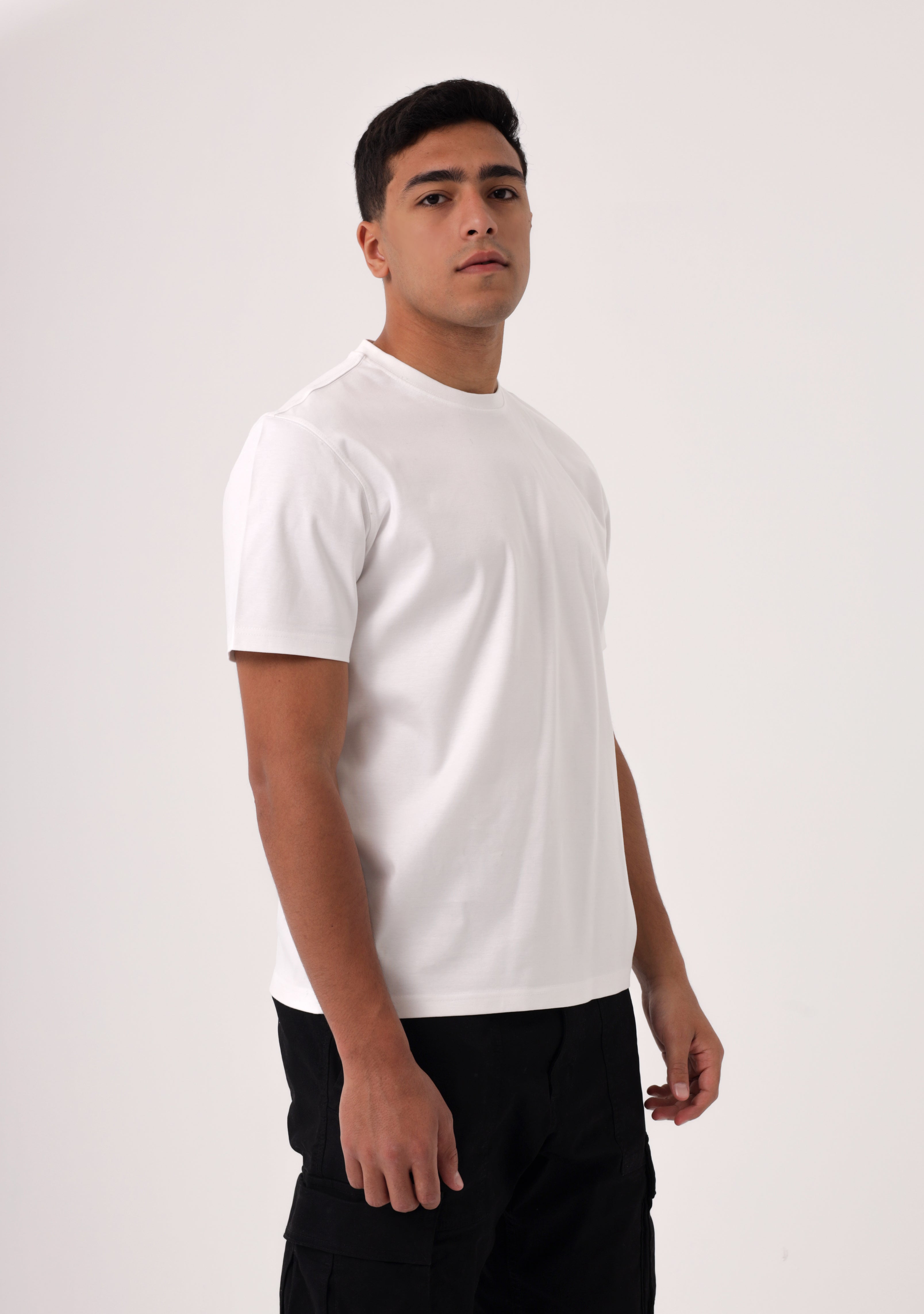 100% Egyptian cotton White Crew Neck T-Shirt