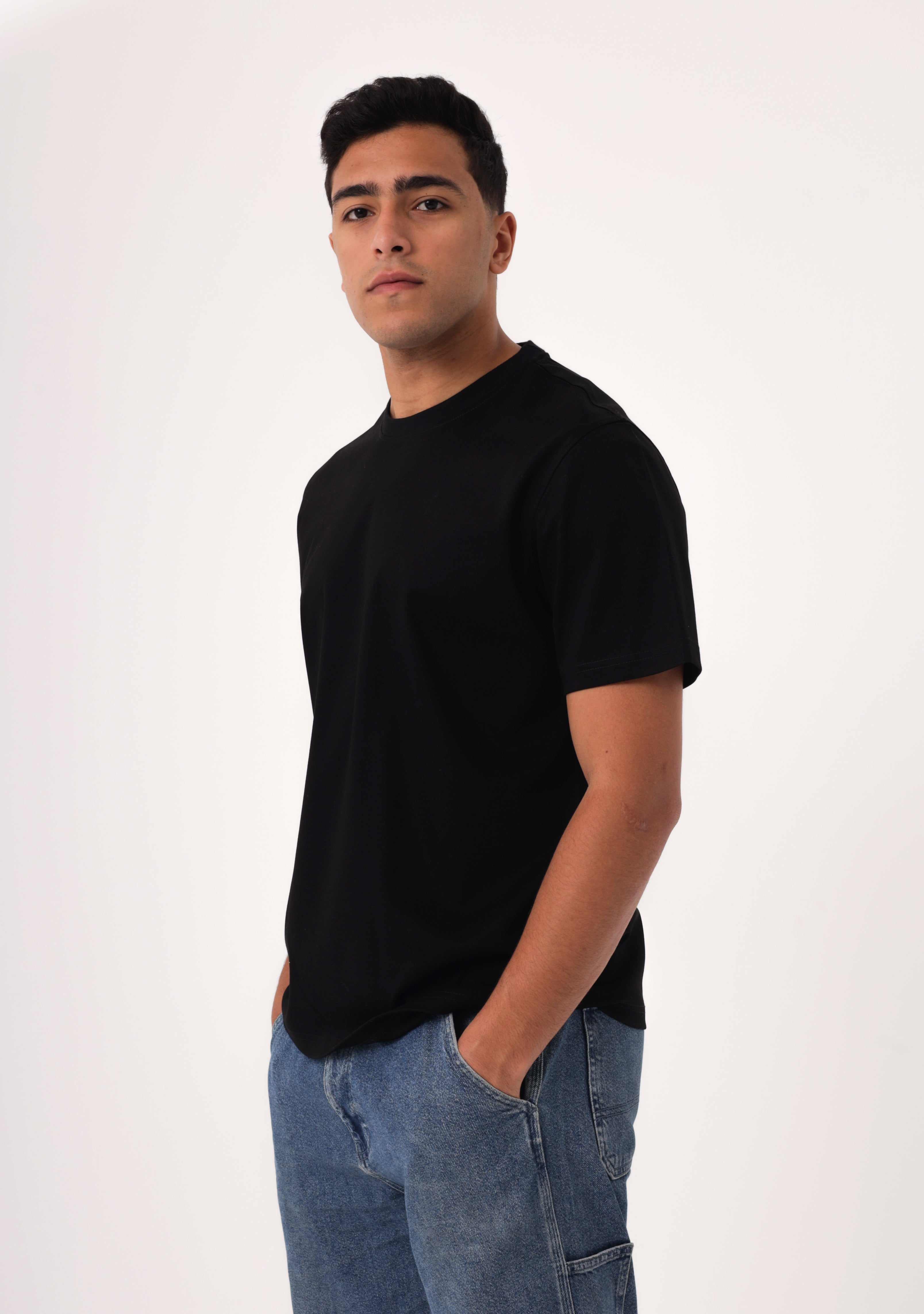 100% Egyptian cotton Black Crew Neck T-Shirt