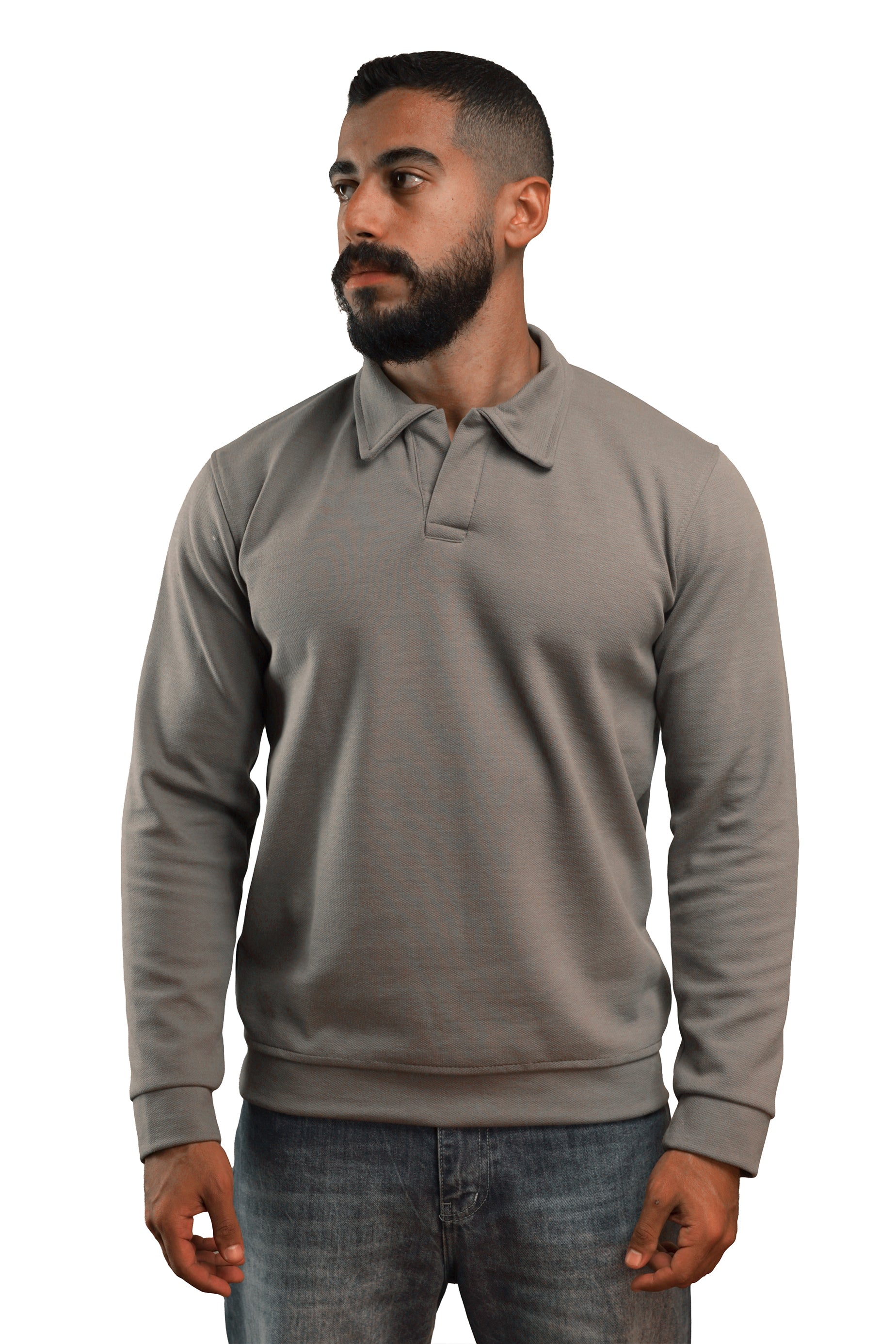 Grey Long Sleeve Polo