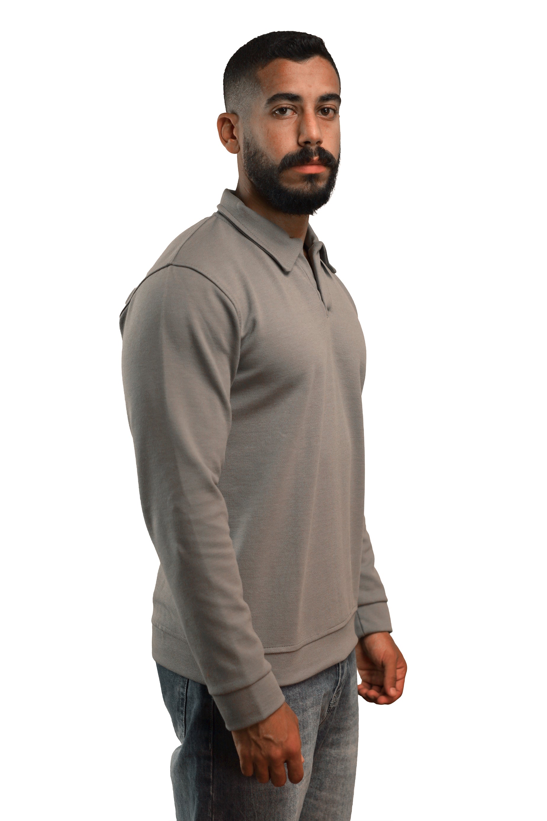Grey Long Sleeve Polo